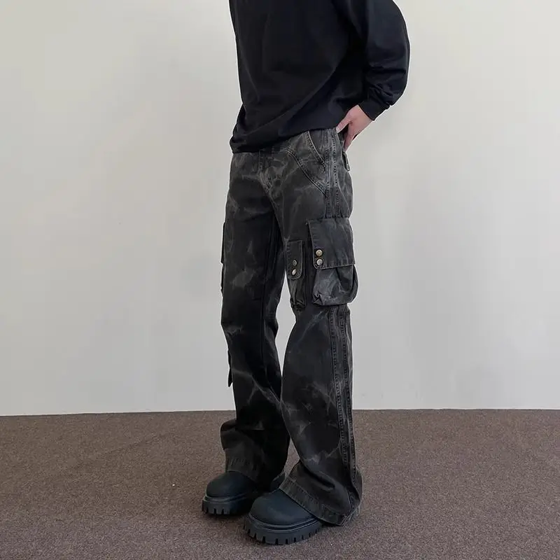 

Mens Jeans Washed Cargo Casual Jeans Spring Streetwear Fashion Youth Campus Versatile Straight Pants Men'S Clothing 2025 New