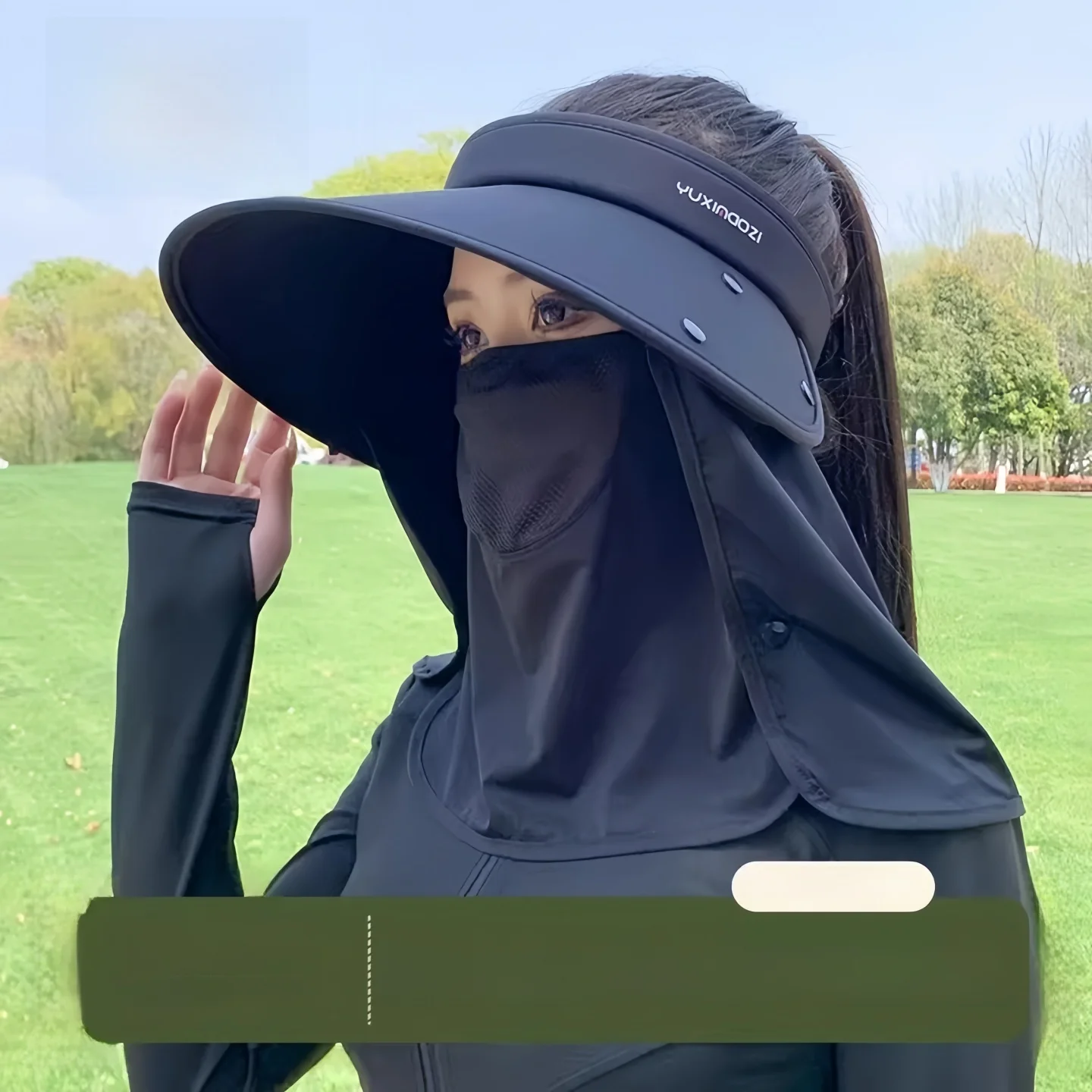 detachable-ice-silk-sun-protection-face-mask-hat-women's-summer-integrated-neck-guard-face-covering-wide-brim-hat-sunshade