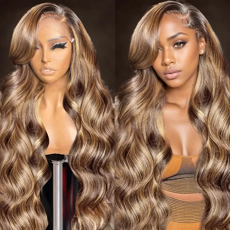 

13x6 Highlight HD Lace Frontal Wigs For Women Glueless Body Wave 100% Human Hair Wig PrePlucked 13x4 Honey Blonde Lace Front Wig