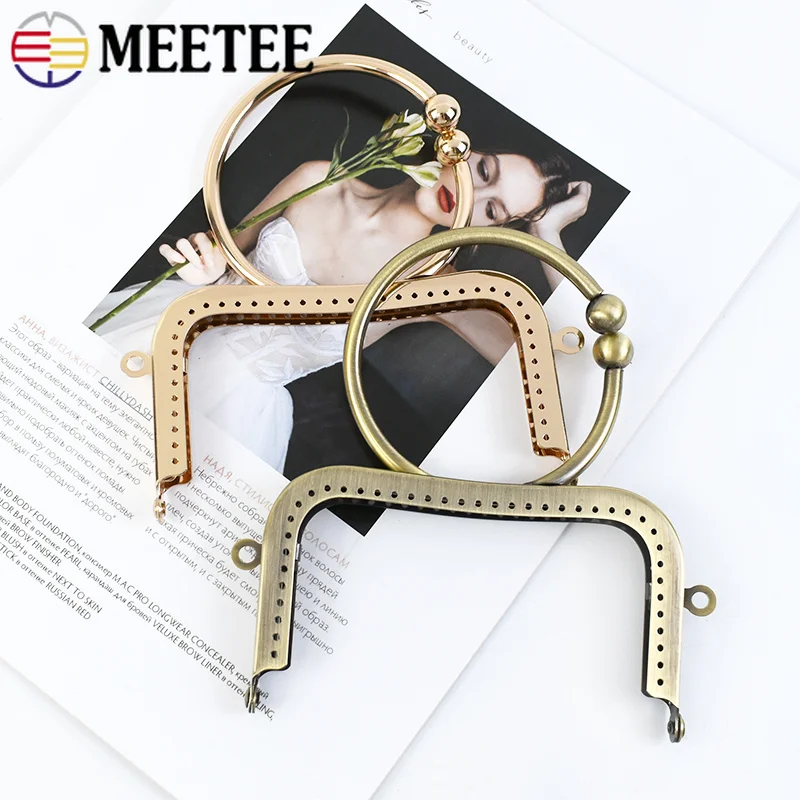 1/2Pcs 12.5cm Metal Frame Handbag Handle Bag Handles Kiss Clasp Lock for Women's Clutch Bags DIY Hardware Accessories