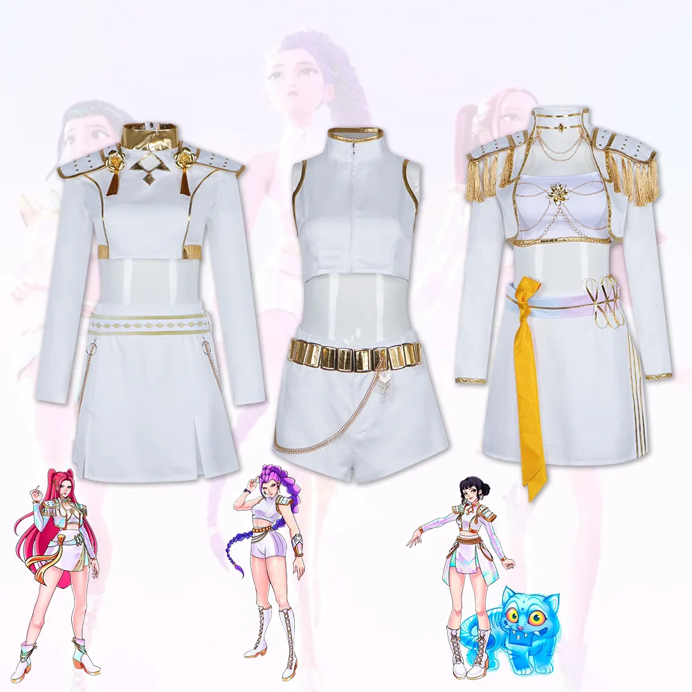 

Kpop Demon Hunter Cosplay Costume White Suit Korean Superstar Idol Performance Sets Halloween Carnival Roleplay Suit