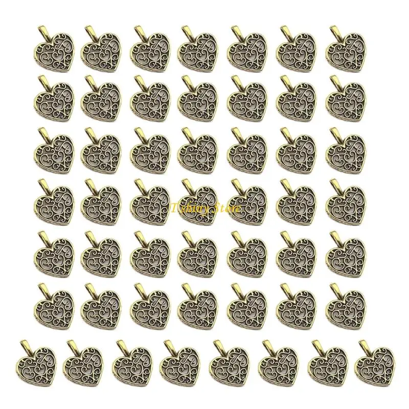 N58F Handmade Alloy Heart Pendant for Necklace Crafting Personalised Jewelry Design