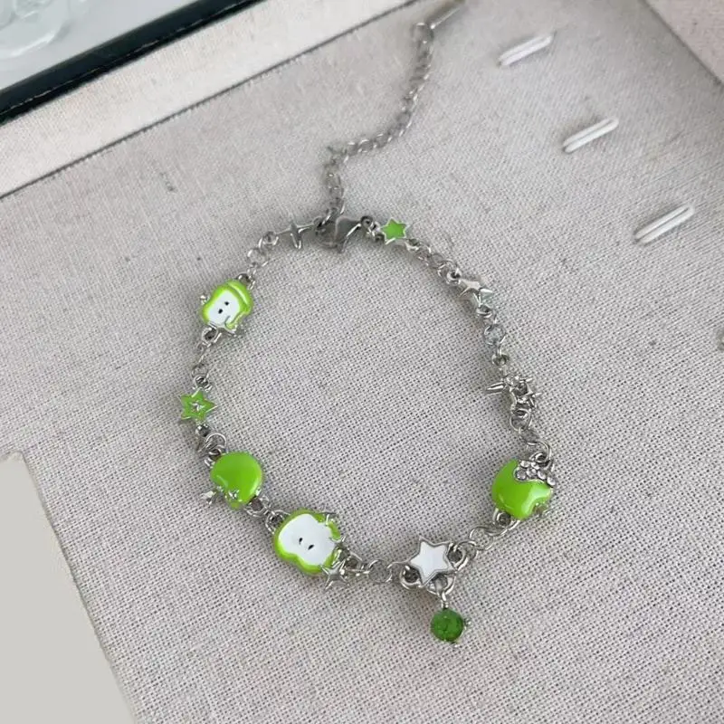 سوار أنيق بتصميم هندسي على شكل نجمة مجوهرات أنيقة من سبائك الراتنج خفيفة الوزن باللون الأخضر لملابس الحفلات غير الرسمية #6