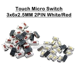 100PCS Touch Micro Switch 3X6X2.5MM 3*6*2.5 SMD White Red Button Head