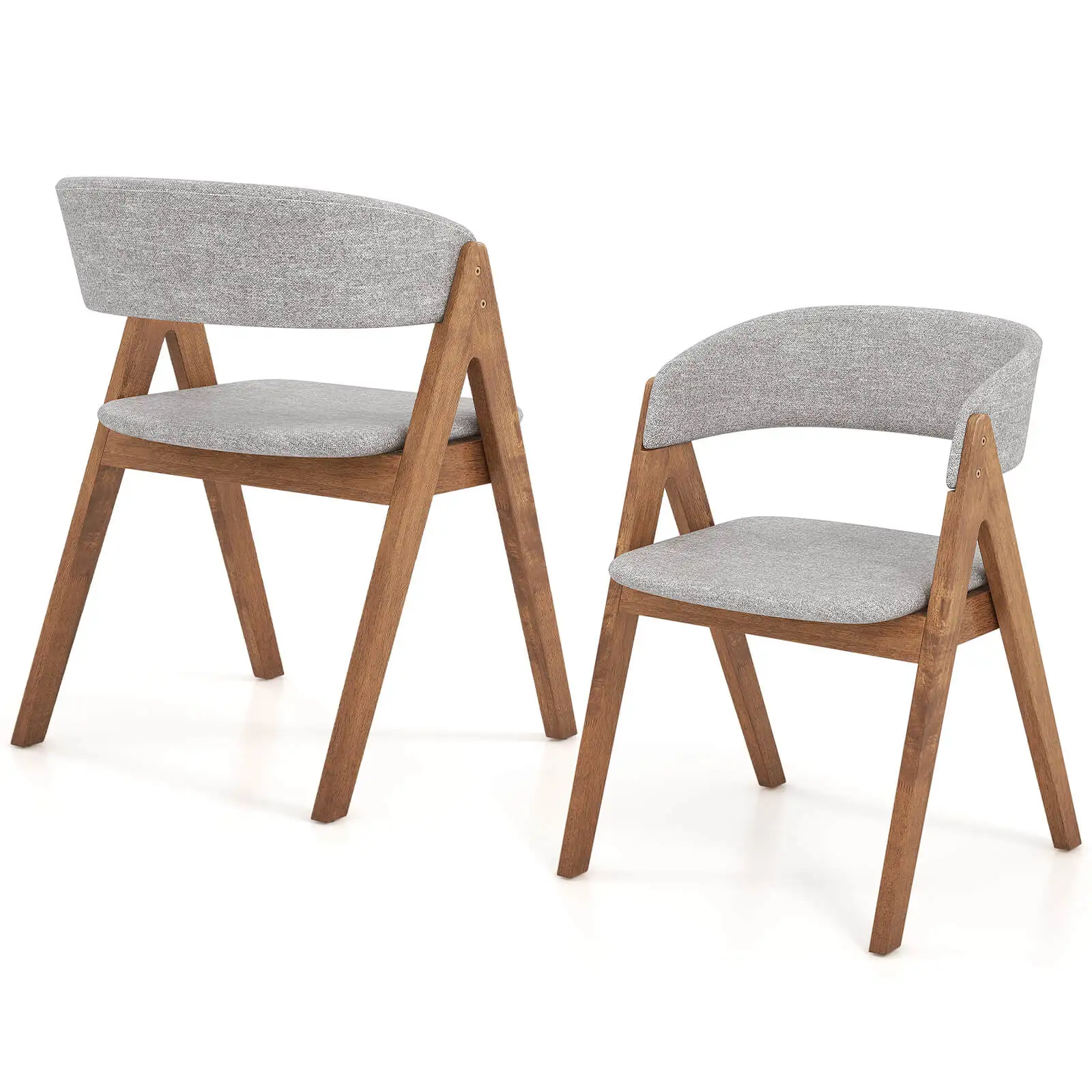 Set of 2 Dining Chairs w/ Curved Backrest Max 400 Lbs Sturdy Rubber Wood Chairs