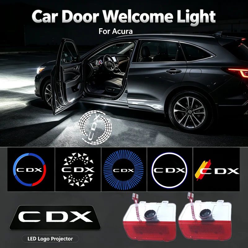 2PCS Ghost Shadow Logo LED Car Door Courtesy Projector Welcome Lamps For Acura CDX 2016‑2021 Interior Modification Accessories