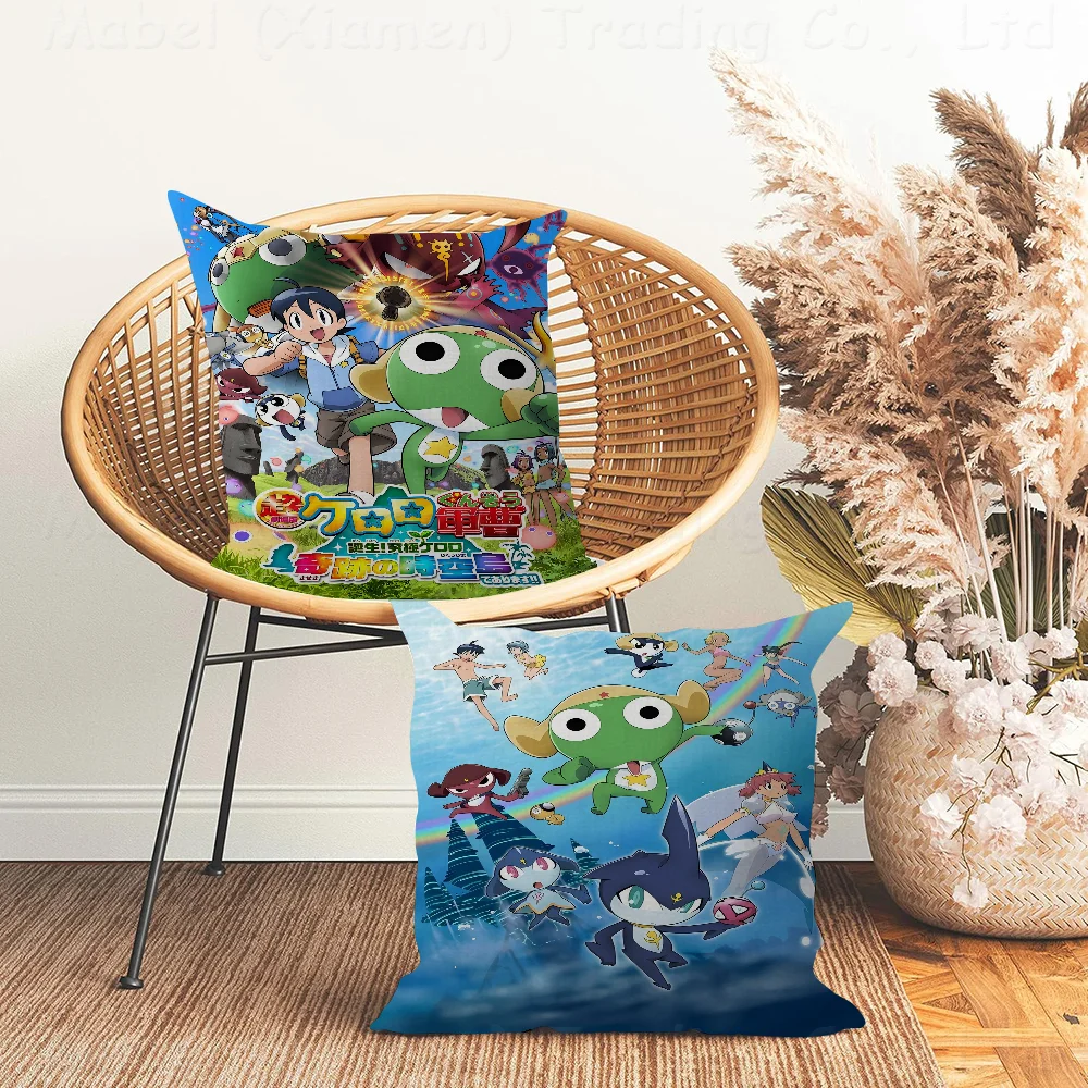 Keroro Gunsou Frog Cushion Cover Car Throw Pillow Case For Sofa Car Christmas Gift 40x40cm 45x45cm