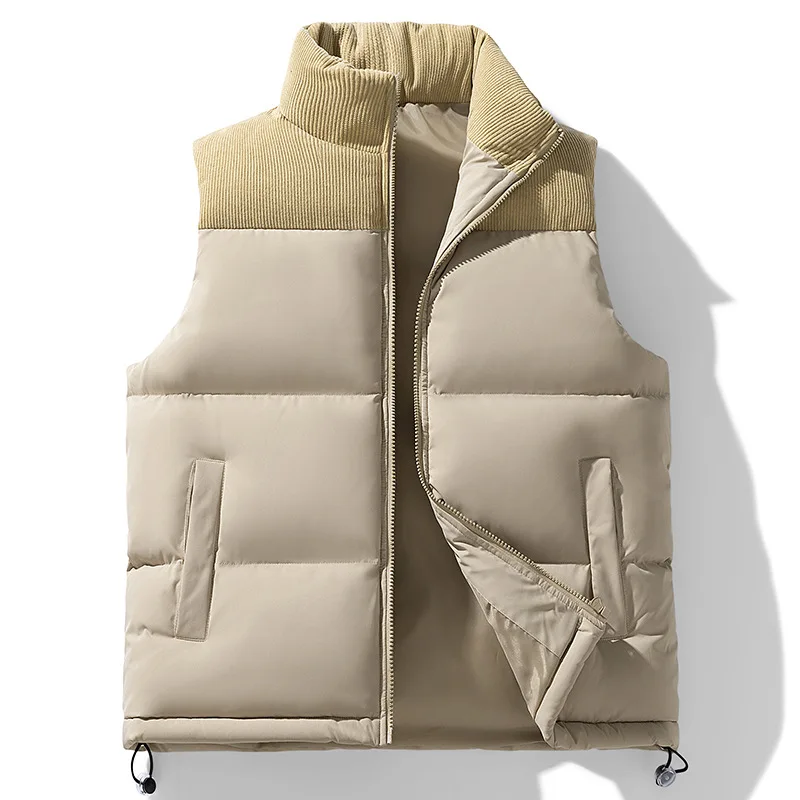 Men's Vest Jacket Fashion Warm Sleeveless Jackets Waterproof Zipper Coat Autumn Stand-up Collar Casual Waistcoat Brand Clothing