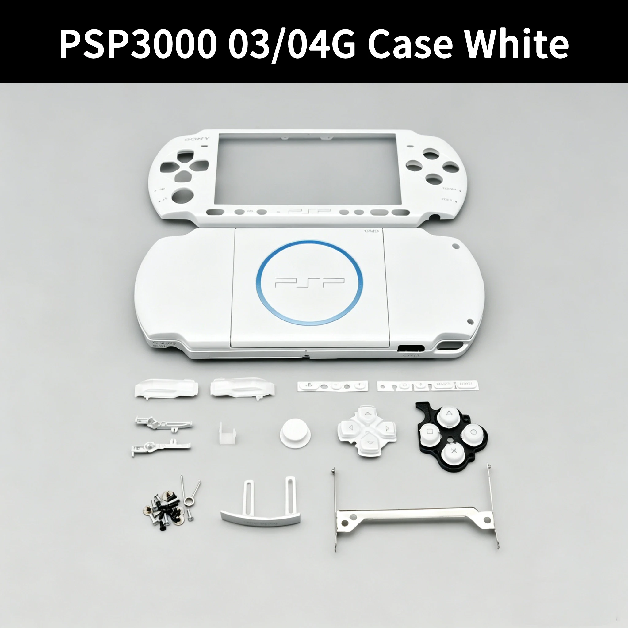 Obudowa do Sony PSP3000, model G03/04, zamiennik, jednolity kolor, kompletna obudowa, części do samodzielnego montażu, zestaw do wymiany obudowy konsoli. — zdjęcie produktu 3