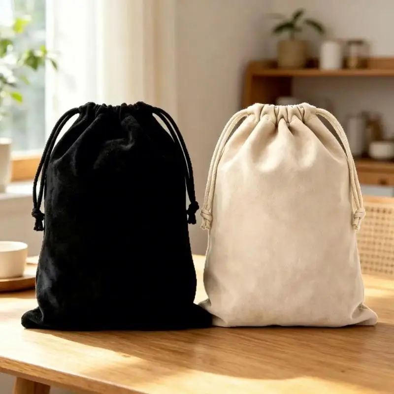 @*Suede Hair Dryer Diffuser Bag Portable Drawstring Closure Dustproof Holder for Hair Styling Tools Home Travel Use