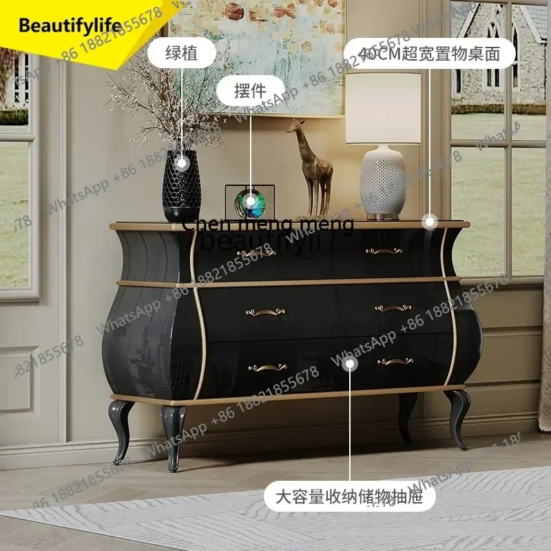 

P178 Italian Style Light Luxury Six-Drawer Cabinet for Home Living Room Wall-Mounted Storage Entryway Cabinet Bedroom Storage