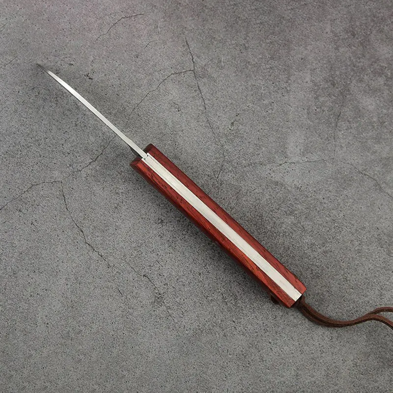 Modello laser 3CR13 Coltello a lama pieghevole in acciaio inossidabile Coltelli da tasca con manico in palissandro da campeggio all'aperto Strumento manuale per la sopravvivenza