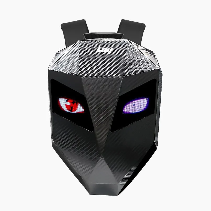 

Custom LED Motorcycle Backpack – Iron Man Style Helmet Bag with Light-Up Eyes, Bluetooth DIY Display, Motorcycles Accessories