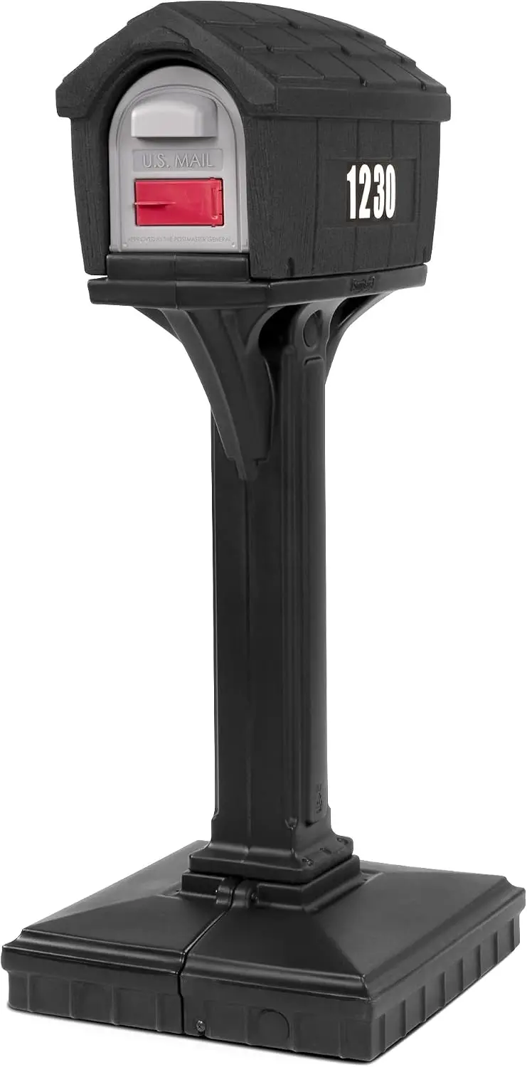 American Home by Dig-Free Easy Up Home Mailbox and Post Combination in Black Above Ground Mailbox