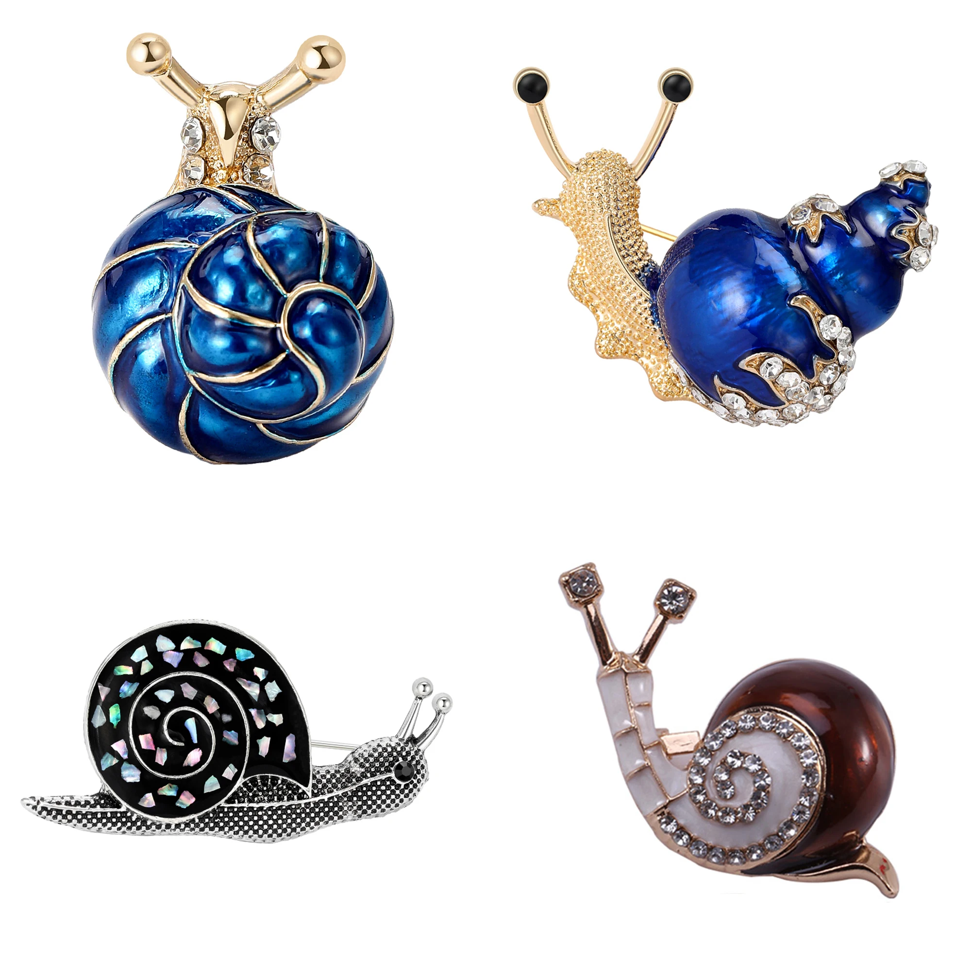 Classic Rhinestone Snail Brooches for Women Enamel Animal Pins Office Party Friend New Year Gifts Jewelry Accessories Decoration