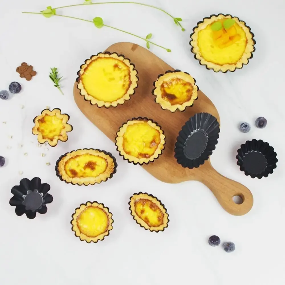 Carbon Steel Egg Tart Molds Mini Reusable Cake Mold Creative Non-stick Tartlet Baking Mold Tart Quiche