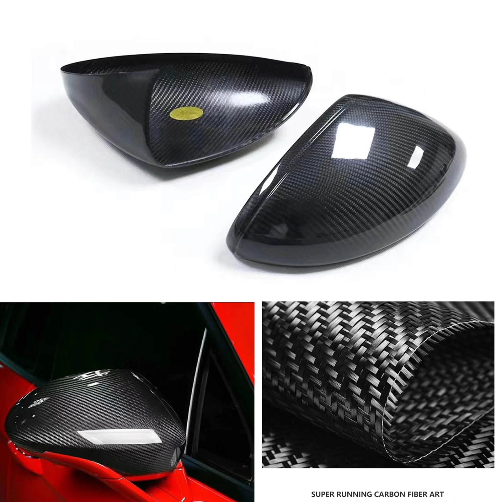 

Dry Carbon Fiber Mirror Cover For Porsche 718 Boxster Cayman 2016 2017 2018-2023 Exterior Rear View Caps Rearview Shell Add On