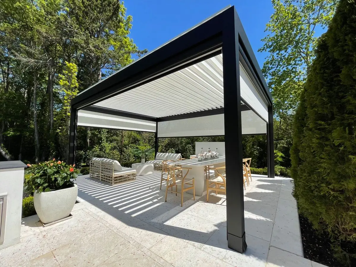 Factory Direct Waterproof Metal Pergola Waterproof Louver Roof Motorized Screen for Outdoor Garden Patio Aluminum Bois Pergolas