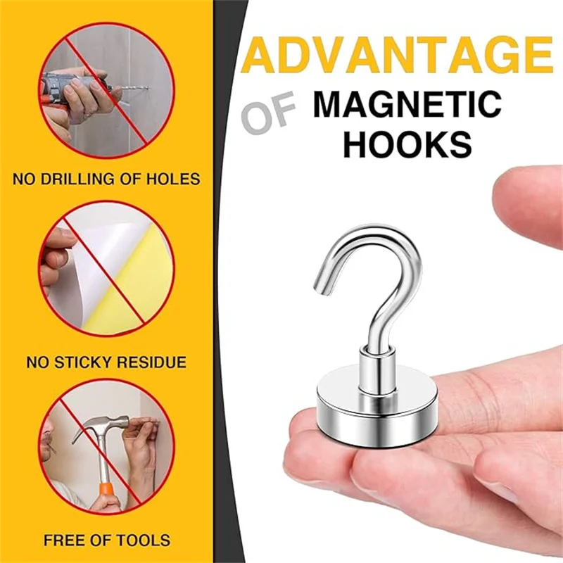 Sliver Magnet Hooks,20/25/50lbs+ Heavy Duty Hooks Cruise for Hanging, Magnet Hooks for Cruise Cabin, Refrigerator