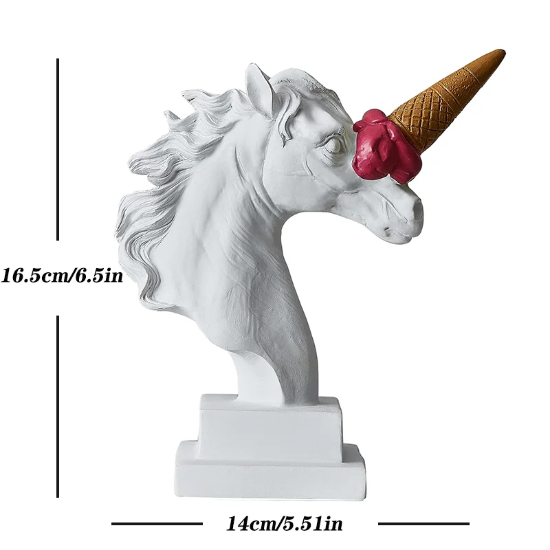 

European Modern Decoration Ice Cream Smashing Horse Head Sculpture Resin Animal Abstraction Statue Figurine Home Desktop Decor