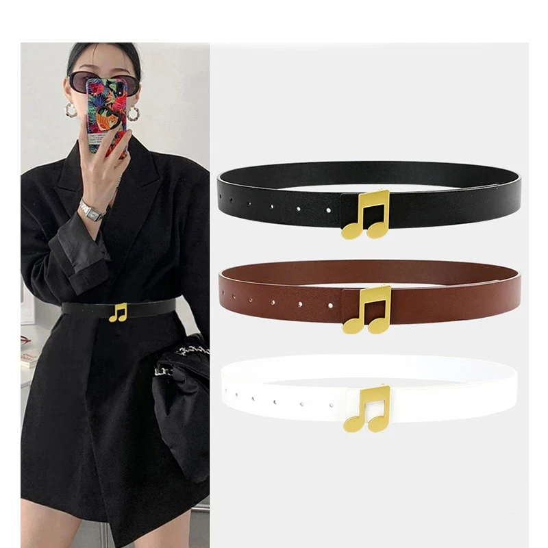 Vintage Gold Belt For Women Luxury Metal Buckle High Quality Genuine Leather Designer Waistband Matching Female Jeans Dress Coat