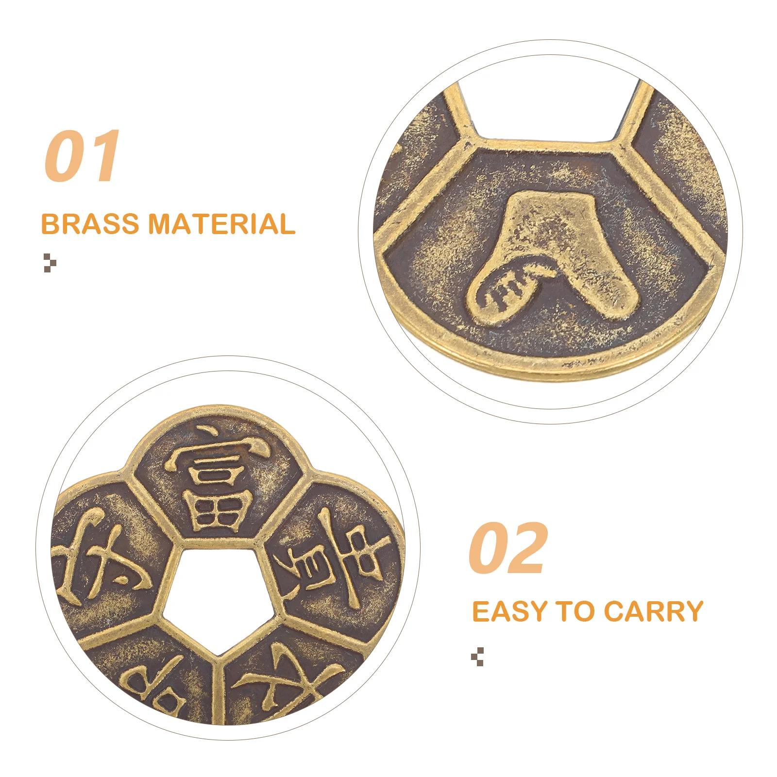 عملة العرافة الصينية عملة نحاسية محظوظة لعرض المجموعة مصنوعة يدويًا متعددة الوظائف عملات زخرفية حرفية #3