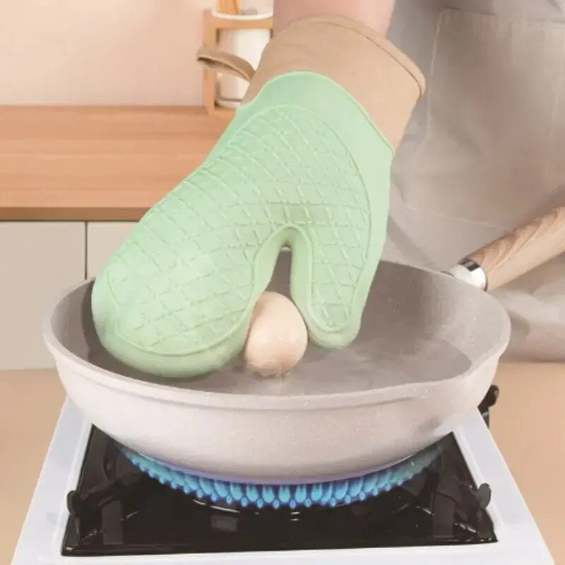 Single Oven Gloves Silicone Gloves High Temperature Resistant Anti-burn And Non-slip Kitchen Microwave Baking Dessert Tools