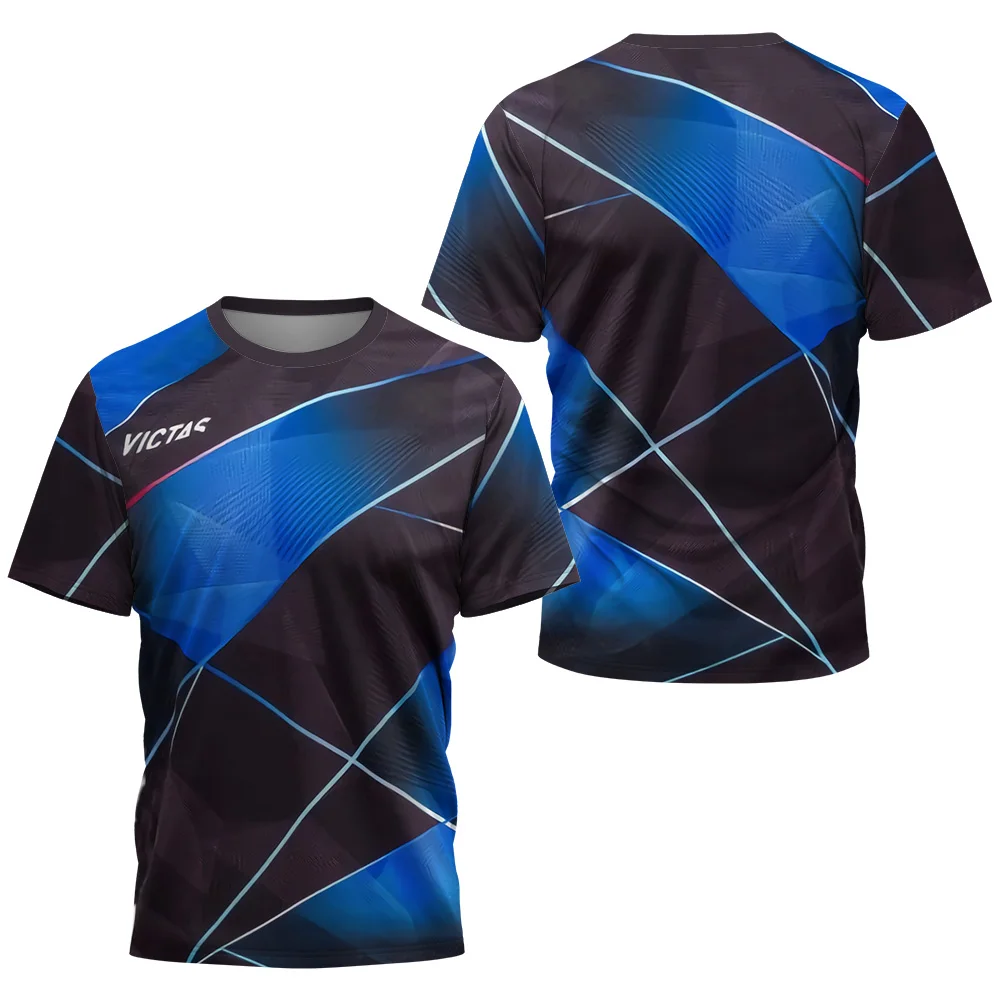 Herren T-Shirt 3D Tischtennis Druck T-Shirts Sommer Tennis Badminton T-Shirt Jogging und Fitness Club Quick Dry Kurzarm Tops