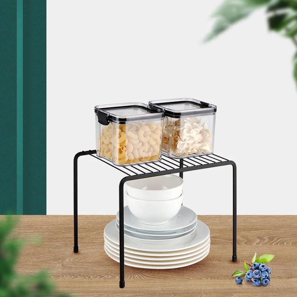 

1pc Double Layer Spice Rack Metal Storage Shelf Non-Slip Kitchen Organizer Iron Wire Stand For Seasoning Jars Teapots Flowerpots