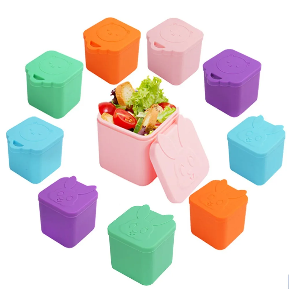 New Silicone Sauce Dip Containers Blue/Pink/Purple/Orange Leakproof Food Storage Container Bento Lunch Box Travel