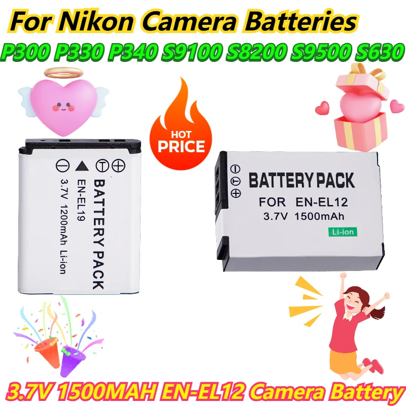 

3.7V 1500MAH EN-EL12 Camera Battery For Nikon P300 P330 P340 S9100 S8200 S9500 S630 Battery