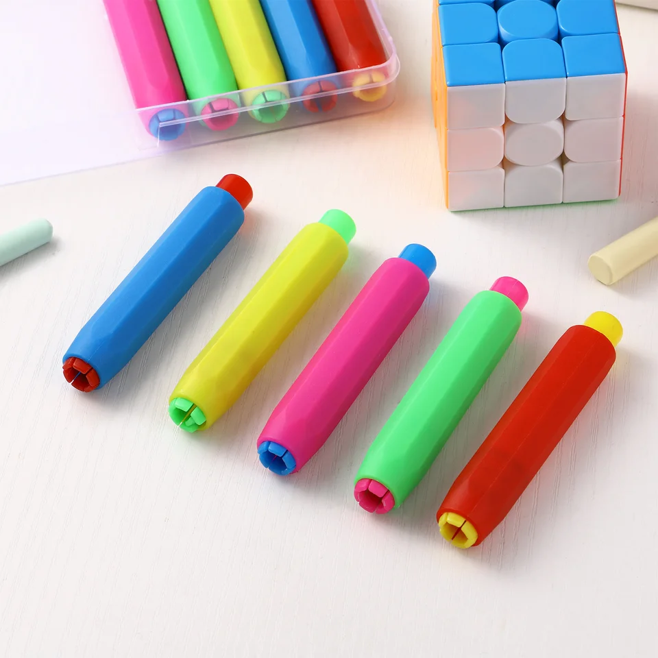 Pack De 6 Portatizas De Plástico Transparente – Cubre Tizas Sin Polvo, Ajustable Y Antideslizante Para Pizarra
