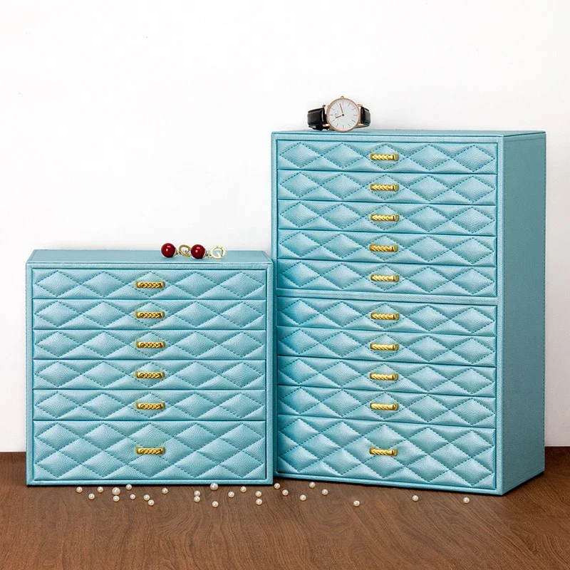 Luxury Leather Jewelry Box 6/10 Layer Large Capacity Organizer Box Bracelet Earrings Necklace Storage Boxes Home Decoration Gift