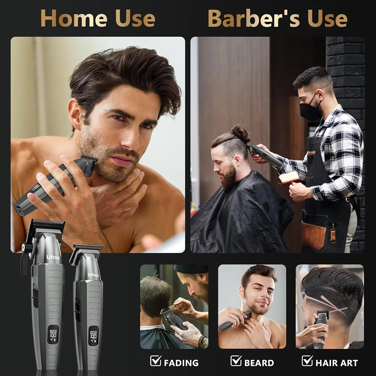 8000RPM 2PC Kits U-858 Professional Electric Hair Clipper DLC FADE Scalelike Blade Salon Barber Trimmer for Man