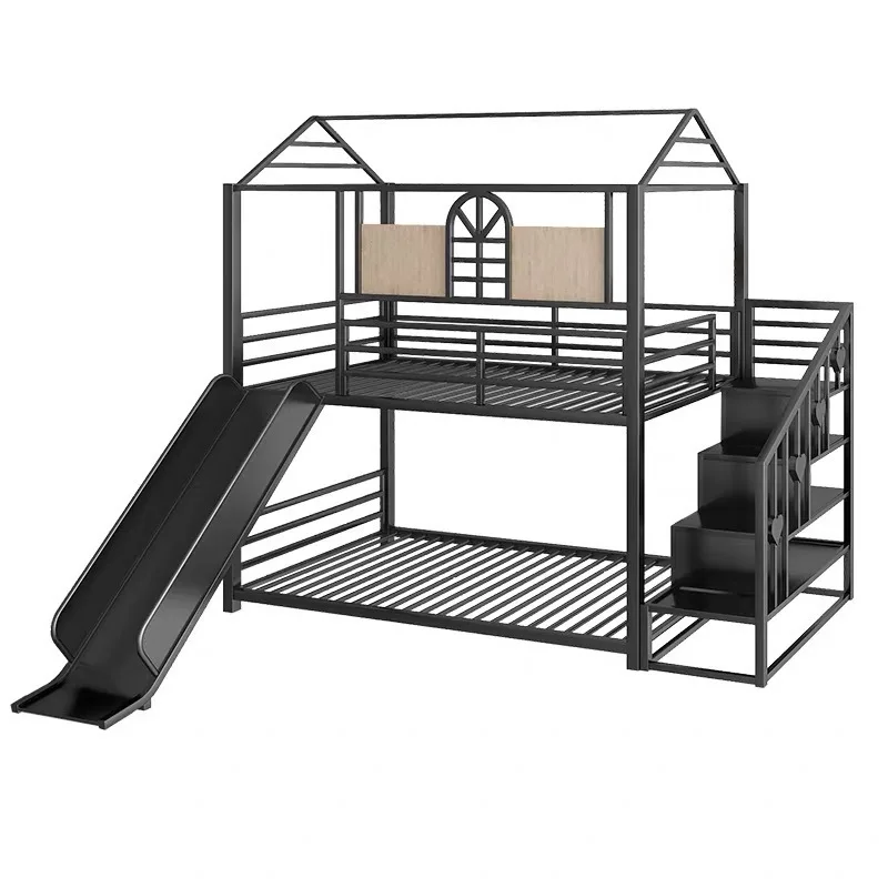 Castle slide multi-function upper and lower high and low double wrought iron elevated  mountain bunk
