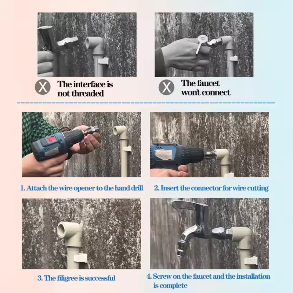 Pipe Threader Tool High-Speed Steel Ribbon Pipe Opener Faucet Installation Electric Drill Water Pipe Threader Tools Accessories