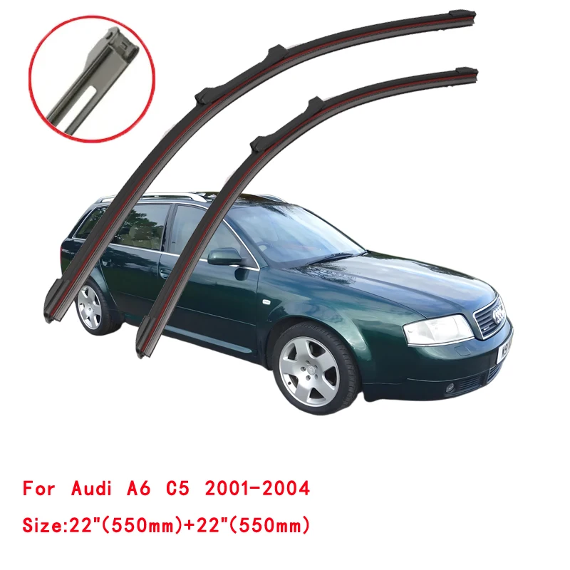 For Audi A6 S6 RS6 C5 4B Sedan Wagon 1997 1998 1999 2000 2001 2002 2003 2004 2005 Car Brushes Double Rubber Windshield Wiper