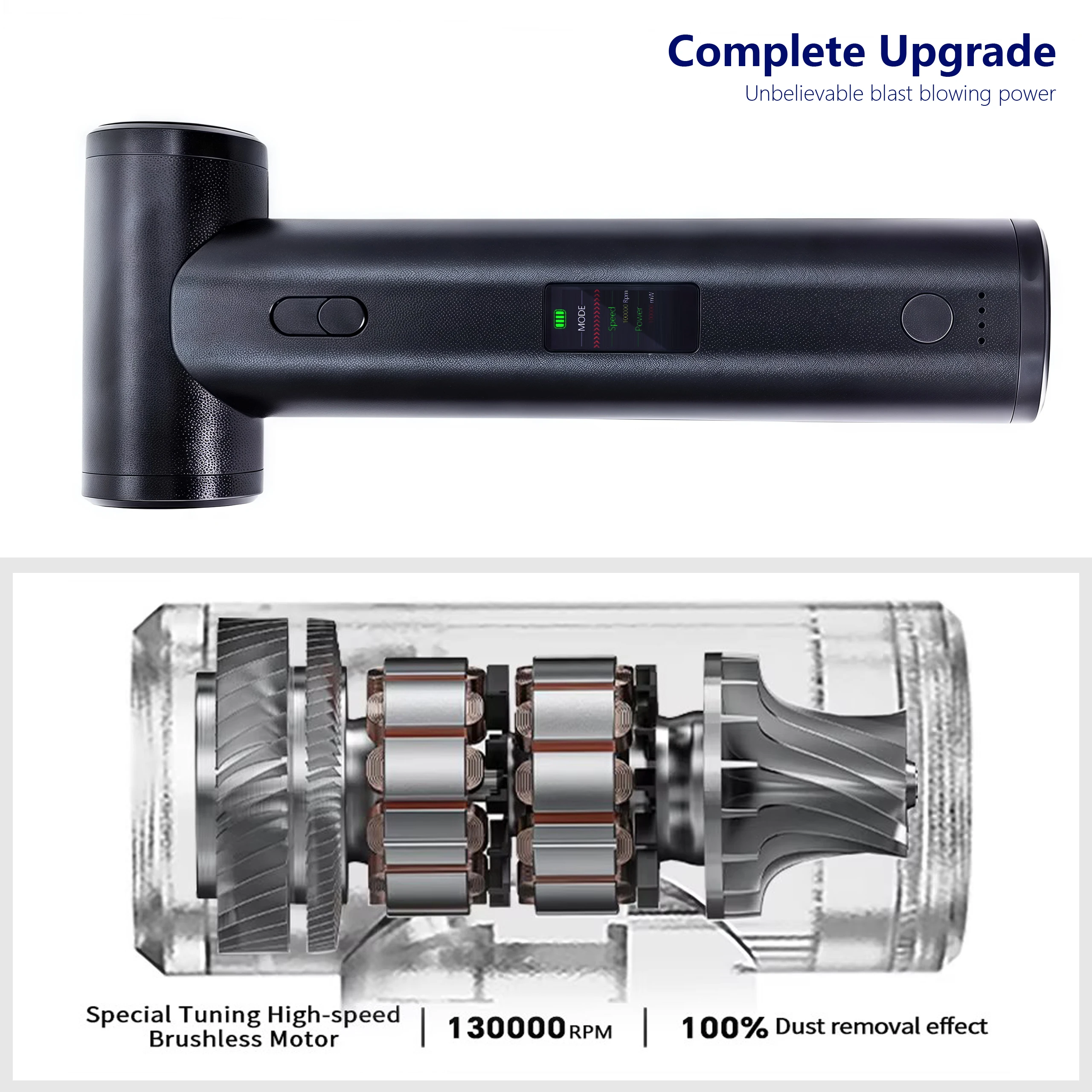 مروحة نفاثة بدون فرش بشاشة LED - منفضة هواء كهربائية لإزالة الغبار والثلج ولوحة المفاتيح والسيارة والكاميرا - منفاخ توربو محمول باليد #2