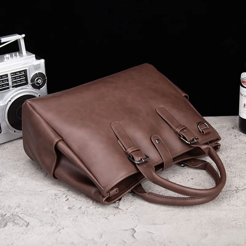 Vintage draagbare aktetas Casual Crossbody Crazy Horse lederen heren horizontale enkele schoudertas Koreaanse stijl trendy heren