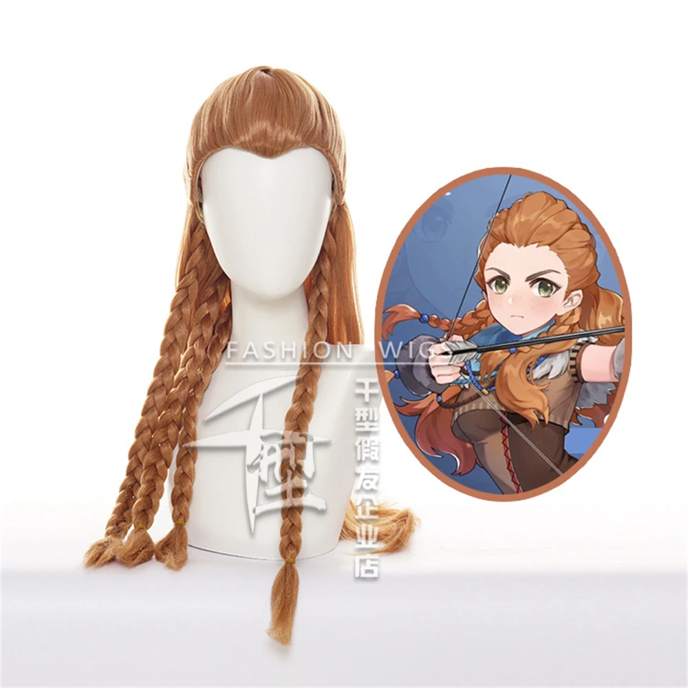 

Game Genshin Impact Aloy Cosplay Wig Brown Long Braids 70cm Heat Resistant Synthetic Anime Aloy Wigs