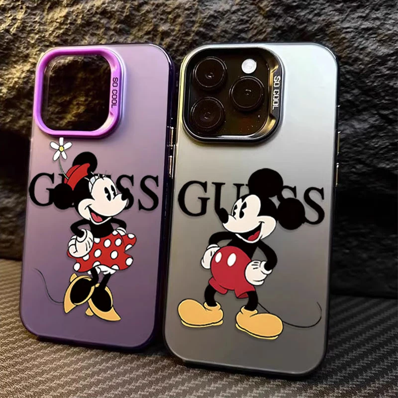 Disney Mickey Minnie G-GueSs Case for Samsung Galaxy S23 S24 Ultra A54 A34 A24 A14 A73 A53 A33 5G S22 S21 Plus FE Note 20 Cover