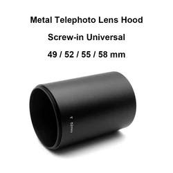 Tele Lens Hood 49 52 55 58mm Screw-in Metal Length 78mm Telephoto Lens Hood for Mirror Reflex Lens Tele Lens Telescope