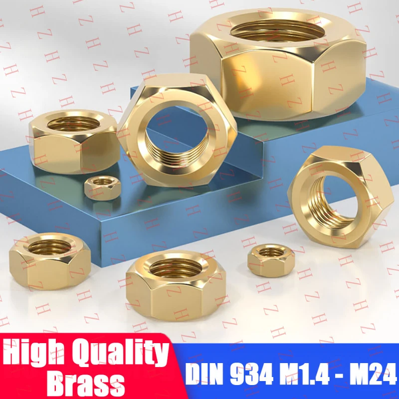 

U+ M1.4 M1.6 M2 M2.5 M3 M4 M5 M6 M8 M10 - M24 Brass Nuts Hex Full Nut Brass DIN 934【Wholesale private message sellers】