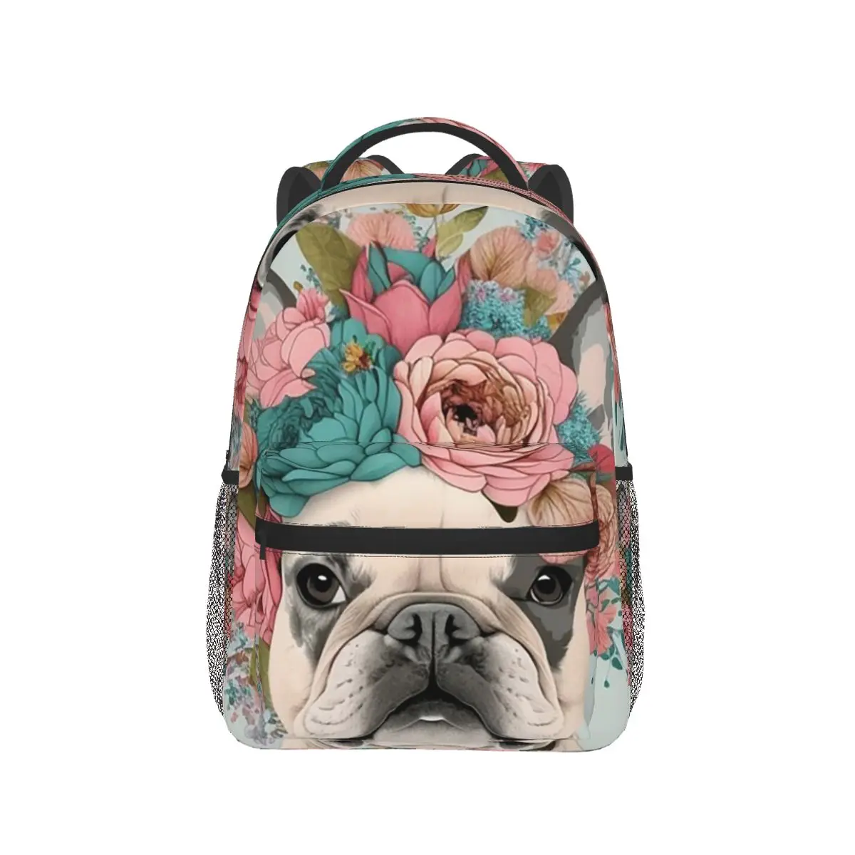 Cherry Blossom And French Bulldog Backpack Hot Sale Daypack Large Capacity Children BookBag School Bag Shoulder Bags for Unisex