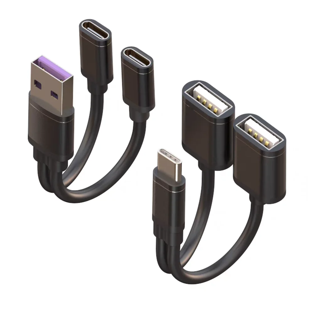 

Suitable for car computer charging head power conversion port Type-c-USB split expansion dual-type-c charging data transmission
