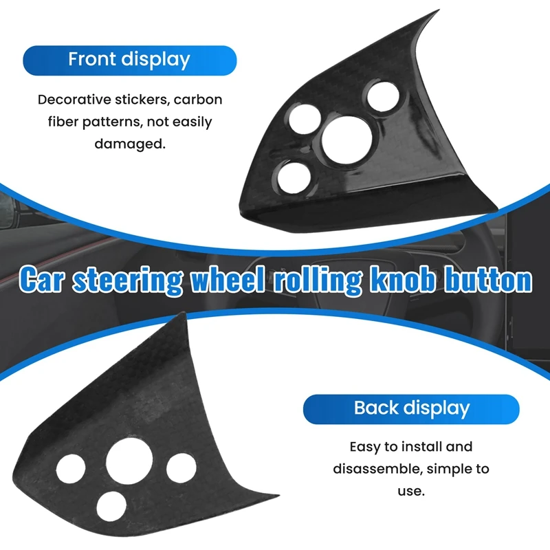 Car Steering Wheel Scroll Knob Trim Sticker Carbon Fiber For Tesla Model 3 Highland 2024 Car Interior Accessories