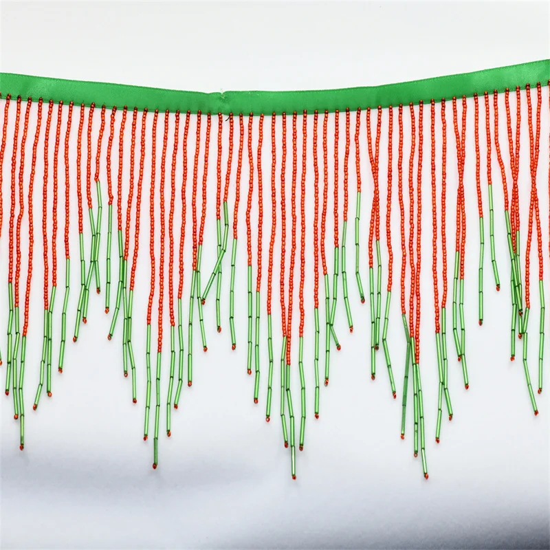 5.5 yards Wave drop Handmde Spacer Tube Beaded 2 size mixed Bulk wholesale glass fringe tassels sewing articles for sewing