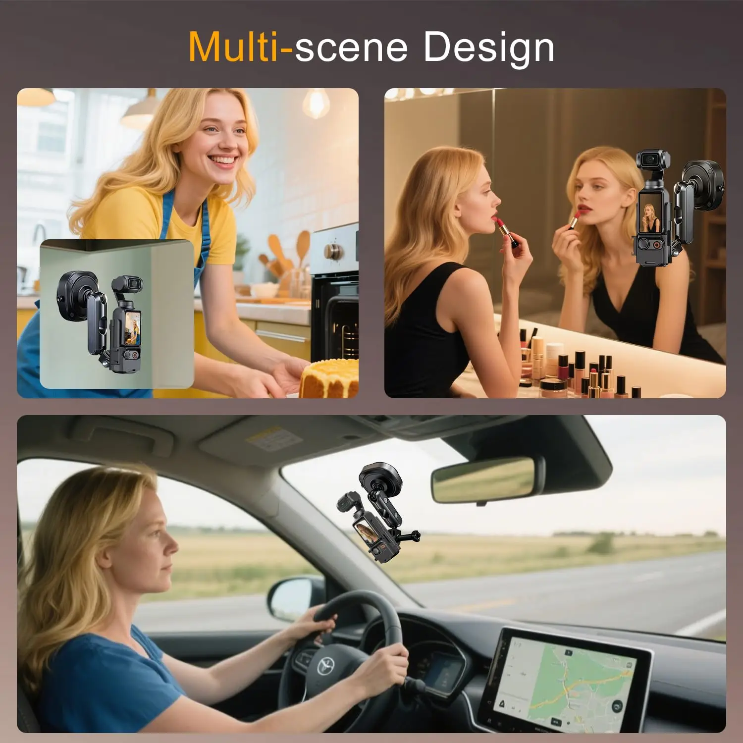 360° Adjustable Electric Suction Cup Mount for DJI Osmo Pocket 3, Car Camera Mount for Windshield - Image 5