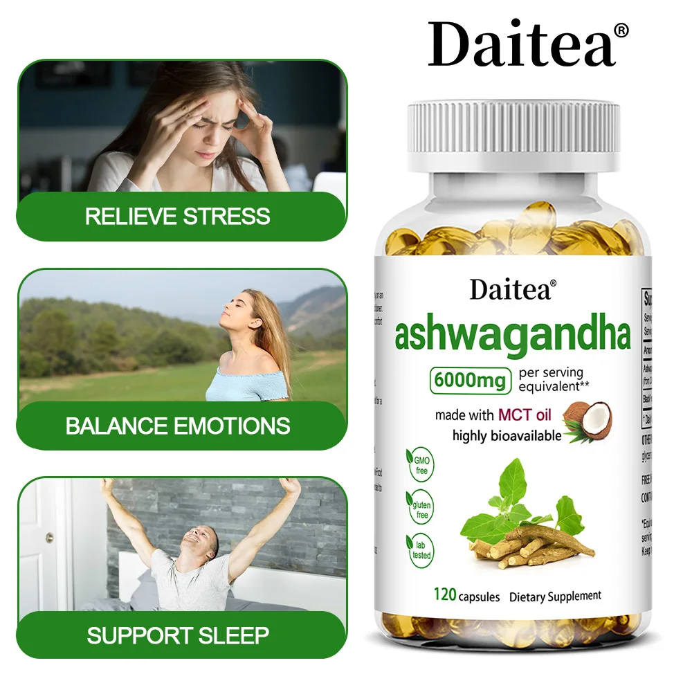 

Organic Ashwagandha Capsules - with Black Pepper Extract, Stress Relief, Natural Mood and Focus, Natural Energy Supplement