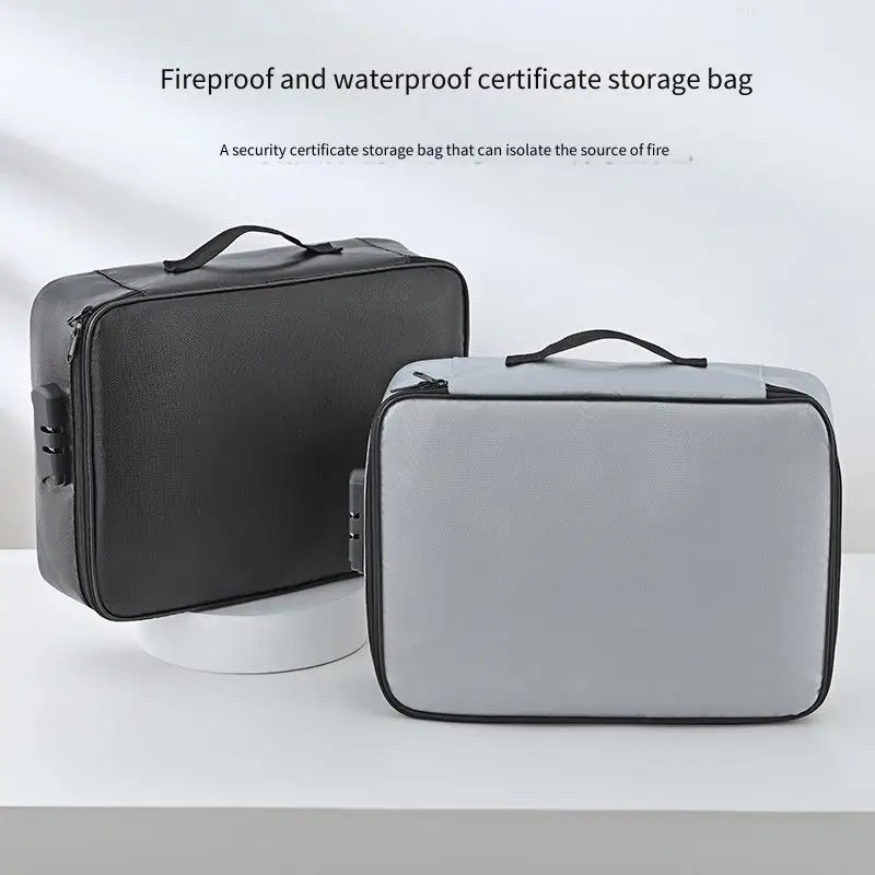 

Fireproof and Waterproof Travel Document Storage Bag Large Capacity Household Passport File Bag Certificate Archive Storage Box